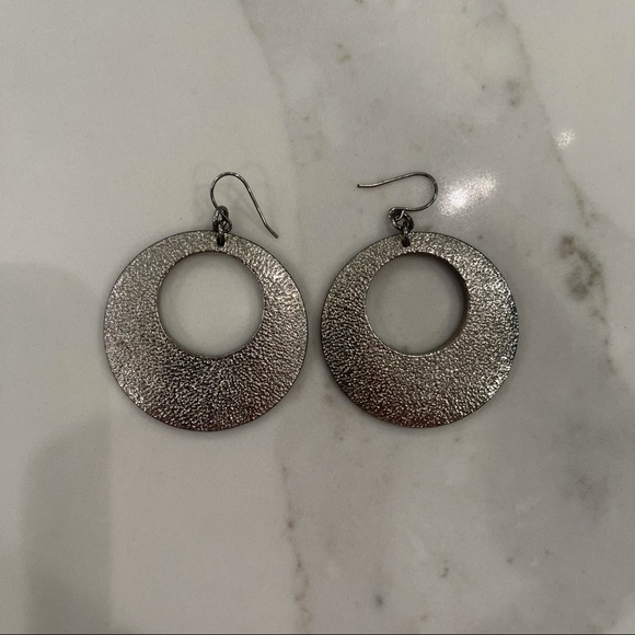 Silver drop hoop earrings - Picture 4 of 5